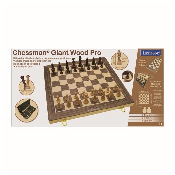 Jeu d'échecs magnétique en bois pliable - Lexibook - Chessman Géant Pro - Des 7 ans - Jeu en famille Jeu d'échecs magnétique en bois pliable - Lexibook - Chessman Géant Pro - Des 7 ans - Jeu en famille