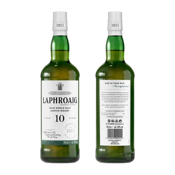 Laphroaig - 10 ans - Islay Single Malt Scotch Whisky avec Étui - 40,0% Vol. - 70cl