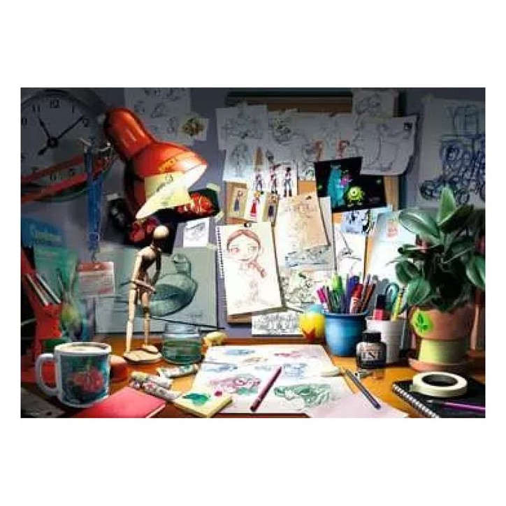 Puzzle 1000 pieces - RAVENSBURGER - 12000302 - Le bureau de l'artiste (Disney/Pixar) - 70 x 50 cm - a partir de 14 ans Puzzle 1000 pieces - RAVENSBURGER - 12000302 - Le bureau de l'artiste (Disney/Pixar) - 70 x 50 cm - a partir de 14 ans