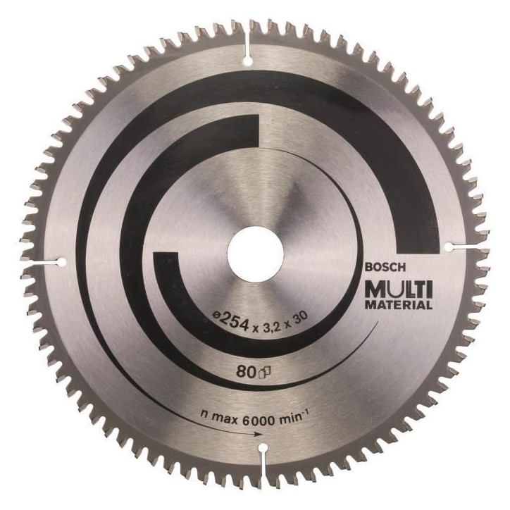 Lame de scie circulaire BOSCH 254 x 30 x 3,2 mm (80 dents) - Multimatériaux Lame de scie circulaire BOSCH 254 x 30 x 3,2 mm (80 dents) - Multimatériaux