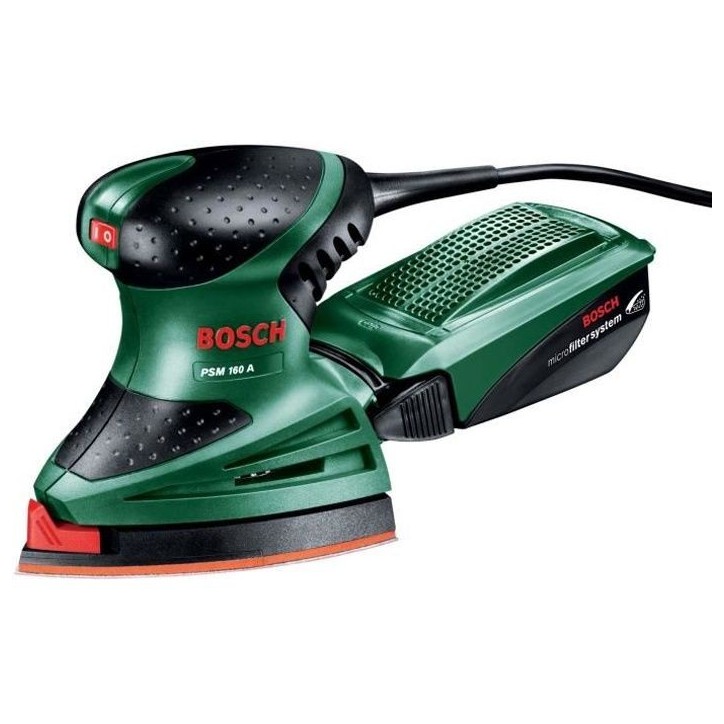 Ponceuse multi BOSCH PSM 160 A - Puissante et polyvalente - Ponçage et polissage - Systeme micro-filtre Bosch Ponceuse multi BOSCH PSM 160 A - Puissante et polyvalente - Ponçage et polissage - Systeme micro-filtre Bosch