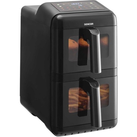 Friteuse a air chaud double panier Sencor SFR 1250BK - Fonction SyncFinish - Sans huile - 10 programmes - 11,6 L - 3000 W - Noir