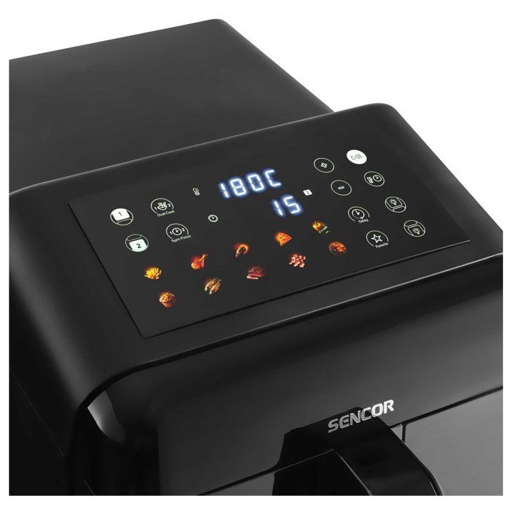 Friteuse a air chaud double panier Sencor SFR 1250BK - Fonction SyncFinish - Sans huile - 10 programmes - 11,6 L - 3000 W - Noir