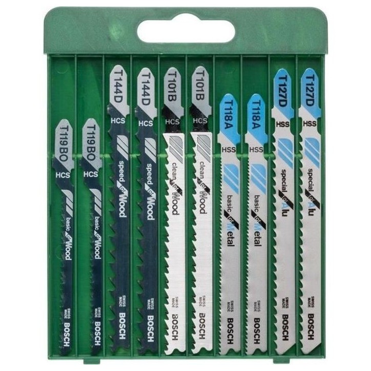 Lames de scie sauteuse - BOSCH - Lot de 10 pieces - HSS bimetal - Mixed Wood and Metal