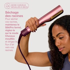 Lisseur et seche-cheveux 2 en 1 - SHARK - SilkiPro HT401EUPK - Rose -