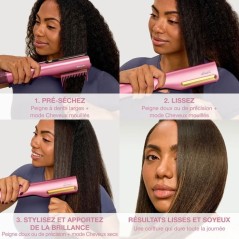 Lisseur et seche-cheveux 2 en 1 - SHARK - SilkiPro HT401EUPK - Rose -