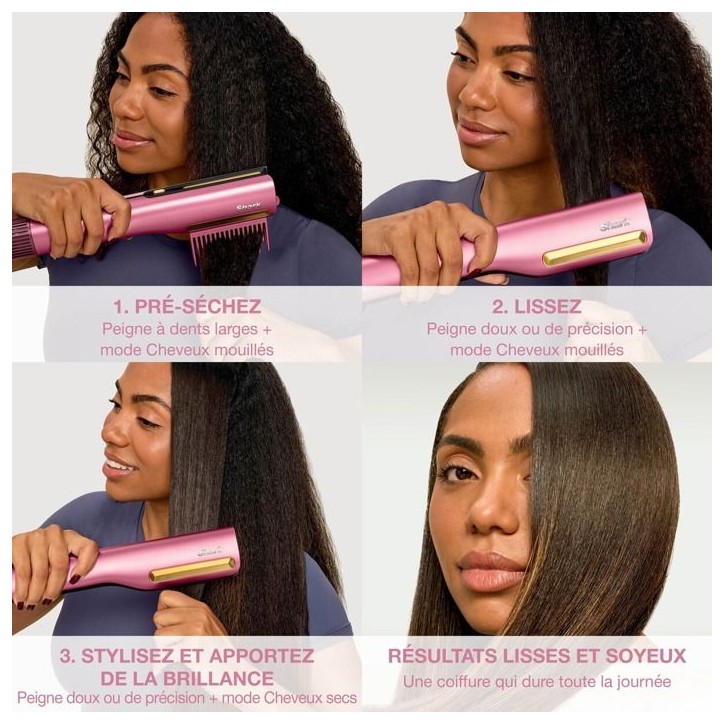 Lisseur et seche-cheveux 2 en 1 - SHARK - SilkiPro HT401EUPK - Rose - 1000W - 3 peignes Silki Lisseur et seche-cheveux 2 en 1 - SHARK - SilkiPro HT401EUPK - Rose - 1000W - 3 peignes Silki