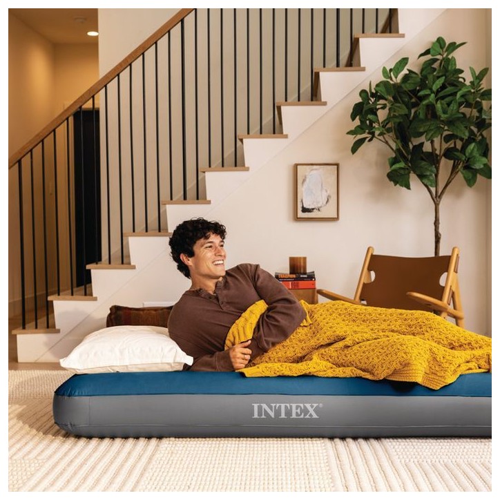 Matelas gonflable INTEX - 64187NP - Prestige Downy - 1,91 x 0,99 x 0,25 m - 1 personne - Intérieur/Extérieur - Pompe rechargea