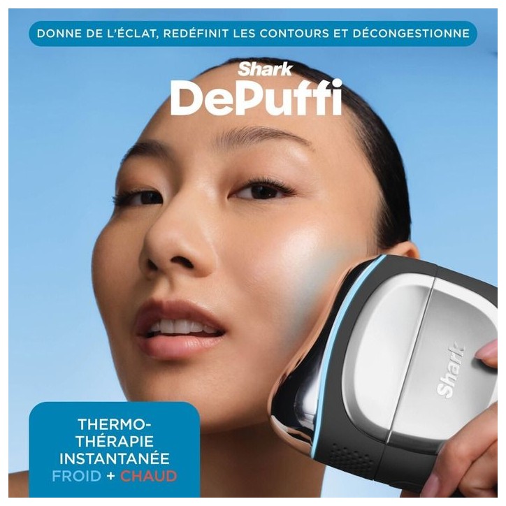 Appareil de soin du visage thermothérapie a domicile - DePuffi FH220EU SHARK - 6 niveaux de 10 a 40 °C - Contour des yeux et v Appareil de soin du visage thermothérapie a domicile - DePuffi FH220EU SHARK - 6 niveaux de 10 a 40 °C - Contour des yeux et v