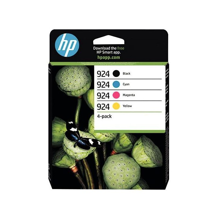 HP 924 Pack de 4 cartouches d'encre noire, cyan, jaune et magenta authentiques (6C3Z1NE) - Pour HP OfficeJet Pro 9010 / 9020 ser HP 924 Pack de 4 cartouches d'encre noire, cyan, jaune et magenta authentiques (6C3Z1NE) - Pour HP OfficeJet Pro 9010 / 9020 ser