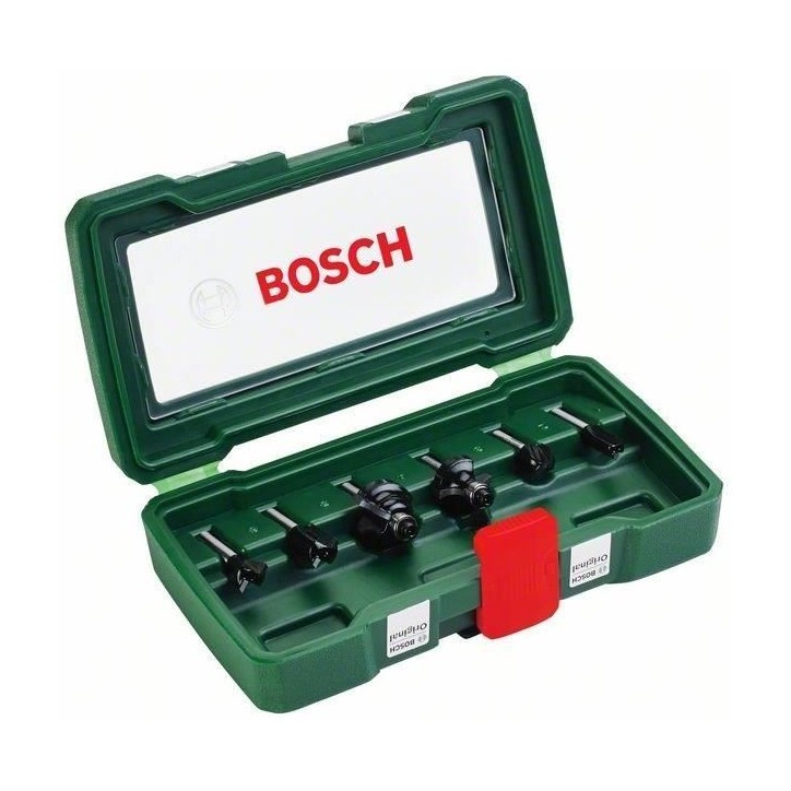 Coffret de 6 fraises au carbure BOSCH - queue de 6mm - pour rainurer et profiler