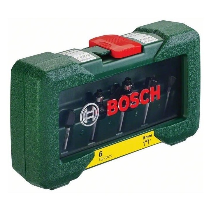 Coffret de 6 fraises au carbure BOSCH - queue de 6mm - pour rainurer et profiler