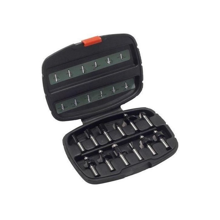 Bosch Accessories 12 pieces Ensemble de fraises au carbure (pour le bois, emmanchement Ø 8 mm, accessoires défonceuse) Bosch Accessories 12 pieces Ensemble de fraises au carbure (pour le bois, emmanchement Ø 8 mm, accessoires défonceuse)