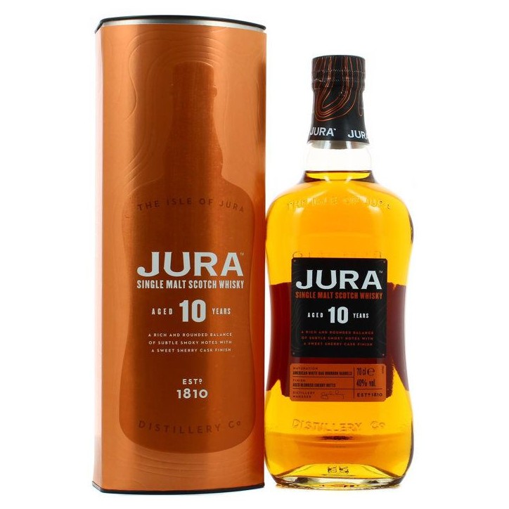 The Isle of Jura - 10 Ans - Single Malt Scotch Whisky avec étui 40,0% Vol. - 70cl