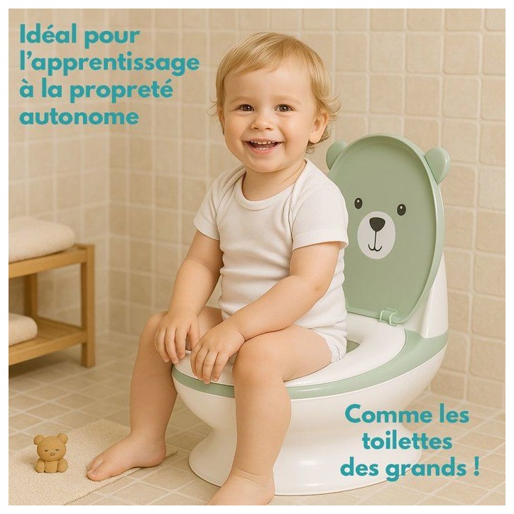 Mini toilettes pour bébé - BAMBISOL - Ourson - Vert Amande Mini toilettes pour bébé - BAMBISOL - Ourson - Vert Amande