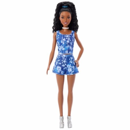Poupée mannequin - Barbie - Fashionistas Short et Haut a Fleurs - Cheveux noirs - Des 3 ans
