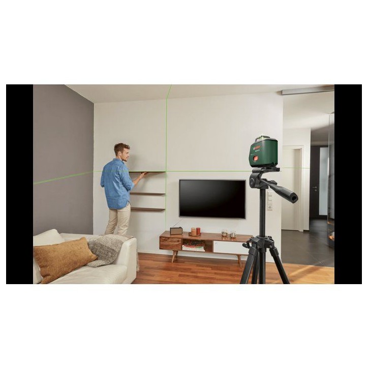 Laser lignes BOSCH - PLL 360-15G - Avec un trépied TT 120, un manuel d'utilisation, housse de protection, batterie Li-ion