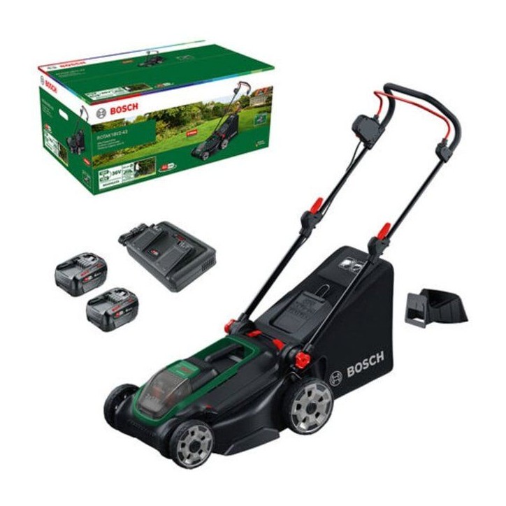 Tondeuse électrique sans fil + 2 batteries 4Ah + chargeur - Bosch - ROTAK18V2-43 - 06008B9L00 - 18V - 43cm de coupe