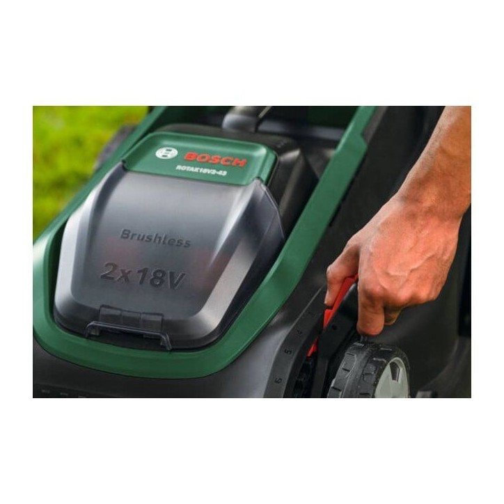 Tondeuse électrique sans fil + 2 batteries 4Ah + chargeur - Bosch - ROTAK18V2-43 - 06008B9L00 - 18V - 43cm de coupe