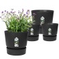 ELHO Lot de 2 pots de fleur rond Greenville - Ø14xH13,4 cm et Ø16xH15,3 cm - 7 L - Noir