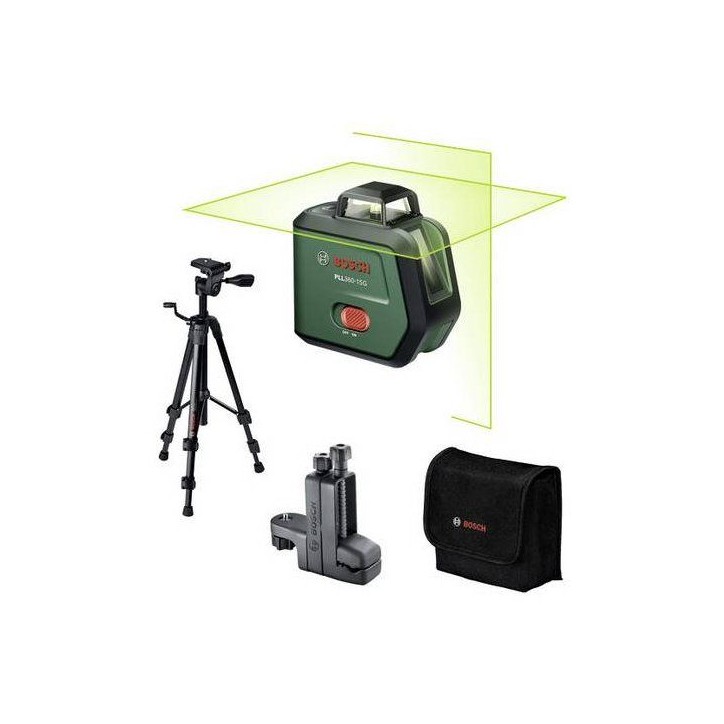 Laser lignes BOSCH - PLL 360-15G - Avec trépied TT 120, pince MM3, housse de protection + 1 batterie Li-ion
