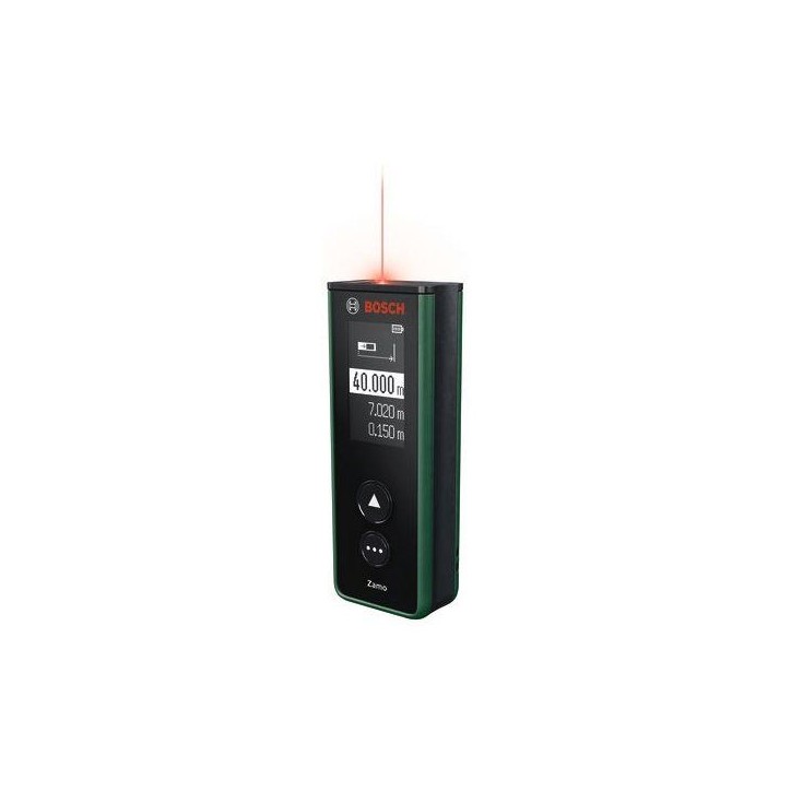 Télémetre laser BOSCH - Zamo - 40m - Avec 3 adaptateurs + guide de démarrage rapide + 2 piles rechargeables HR03 1,5 V AAA