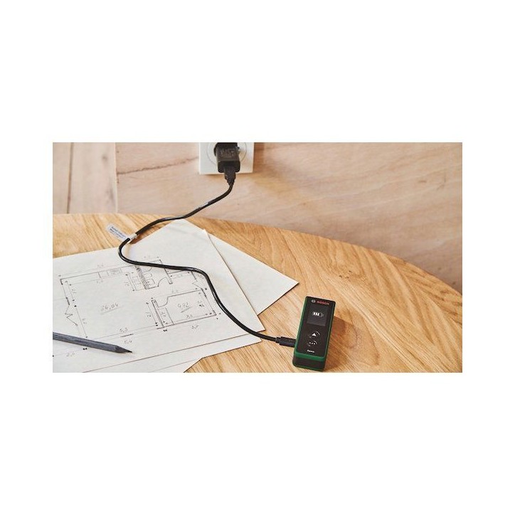 Télémetre laser BOSCH - Zamo - 40m - Avec 3 adaptateurs + guide de démarrage rapide + 2 piles rechargeables HR03 1,5 V AAA
