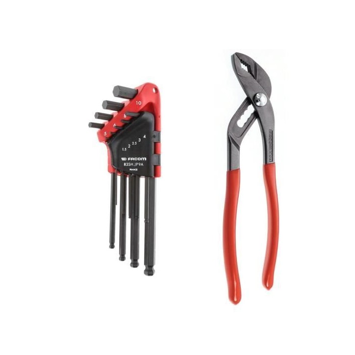 Boîte textile Probag + 28 outils FACOM - BS.T20CM1PB - 8 tournevis + 10 clés mixtes + 9 clés mâles + 1 pince multiprise gaî Boîte textile Probag + 28 outils FACOM - BS.T20CM1PB - 8 tournevis + 10 clés mixtes + 9 clés mâles + 1 pince multiprise gaî