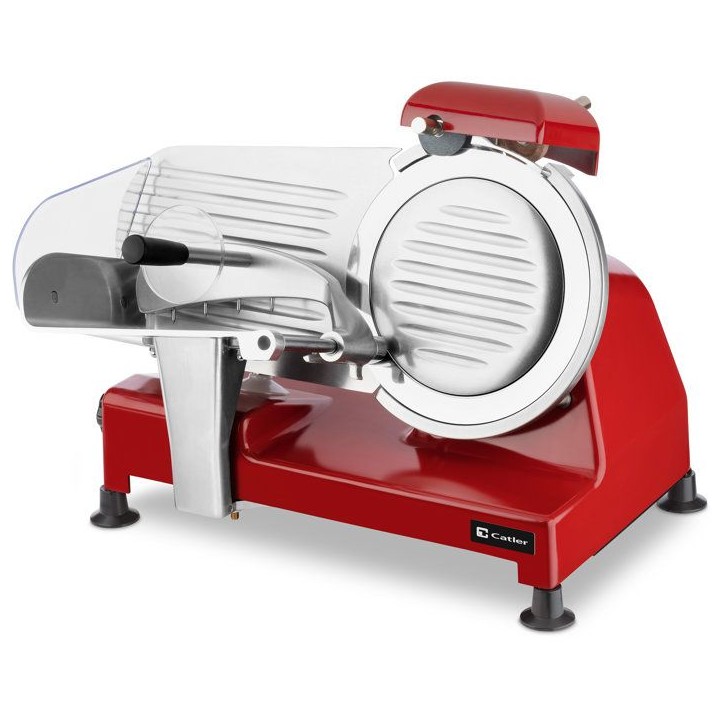 Trancheuse électrique CATLER FS 9020 - Jambon - Fromage - Disque de coupe 195 mm - Épaisseur réglable 1-12 mm - Rouge
