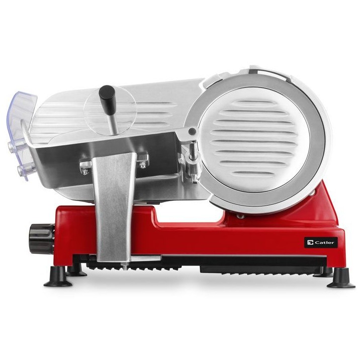 Trancheuse électrique CATLER FS 9020 - Jambon - Fromage - Disque de coupe 195 mm - Épaisseur réglable 1-12 mm - Rouge