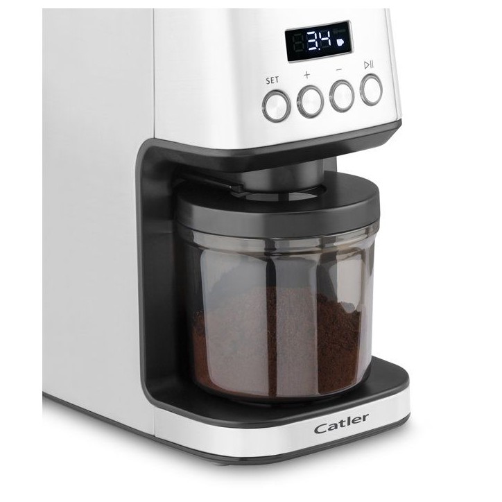 Moulin a café électrique CATLER CG 510 - Meules inox - 31 niveaux de mouture réglables - Écran LCD - Café moulu - Inox Moulin a café électrique CATLER CG 510 - Meules inox - 31 niveaux de mouture réglables - Écran LCD - Café moulu - Inox