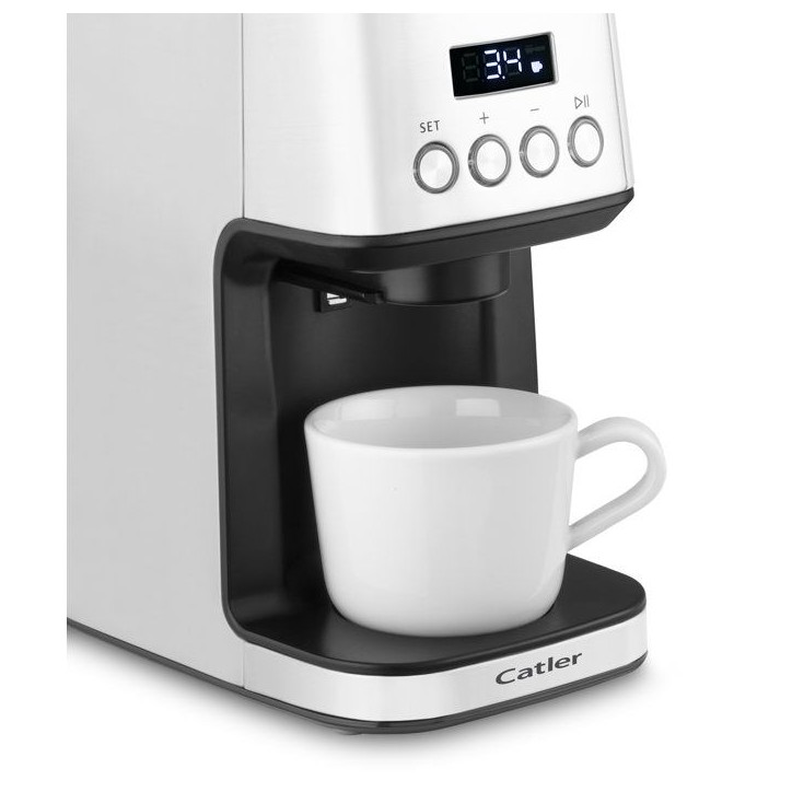 Moulin a café électrique CATLER CG 510 - Meules inox - 31 niveaux de mouture réglables - Écran LCD - Café moulu - Inox Moulin a café électrique CATLER CG 510 - Meules inox - 31 niveaux de mouture réglables - Écran LCD - Café moulu - Inox