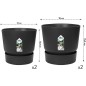 ELHO Lot de 2 pots de fleur rond Greenville - Ø14xH13,4 cm et Ø16xH15,3 cm - 7 L - Noir