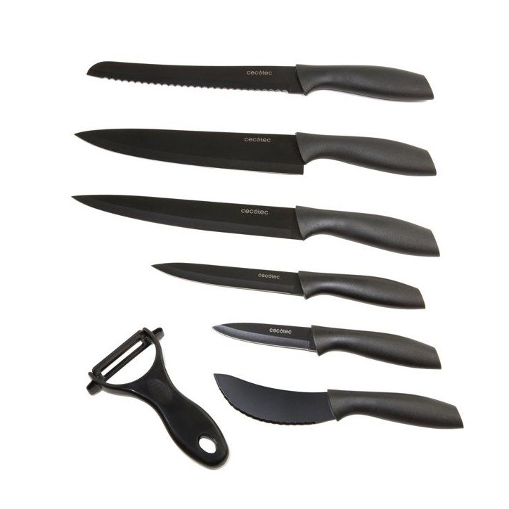 Set de couteaux professionnels - CECOTEC - Titanium - 7 pieces - Revetement céramique - Étui de rangement Set de couteaux professionnels - CECOTEC - Titanium - 7 pieces - Revetement céramique - Étui de rangement