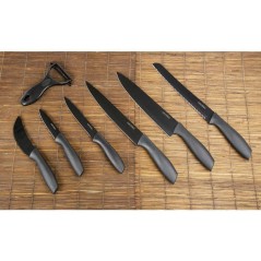 Set de couteaux professionnels - CECOTEC - Titanium - 7 pieces - Revetement céramique - Étui de rangement
