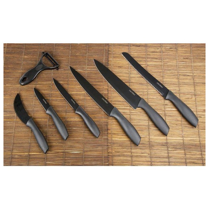 Set de couteaux professionnels - CECOTEC - Titanium - 7 pieces - Revetement céramique - Étui de rangement Set de couteaux professionnels - CECOTEC - Titanium - 7 pieces - Revetement céramique - Étui de rangement