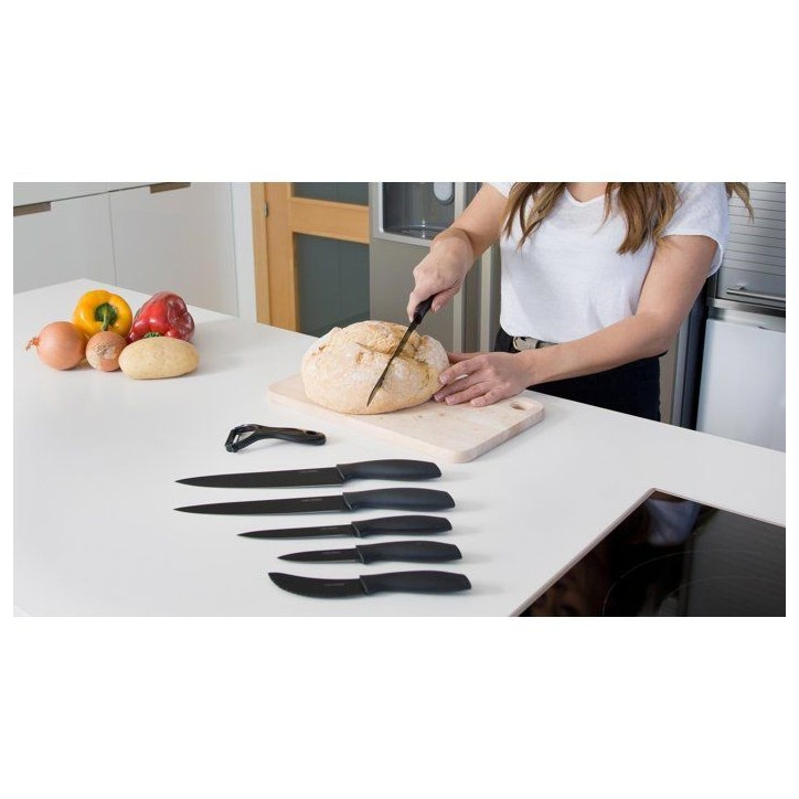 Set de couteaux professionnels - CECOTEC - Titanium - 7 pieces - Revetement céramique - Étui de rangement Set de couteaux professionnels - CECOTEC - Titanium - 7 pieces - Revetement céramique - Étui de rangement