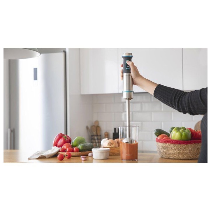 Mixeur plongeant - CECOTEC - Power TitanBlack XL - 1200 W - Lames de 4 feuilles - Verre 800 ml - Inox / Noir