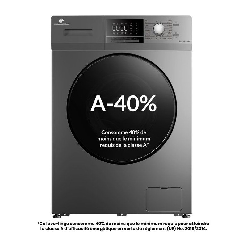 Lave-linge hublot CONTINENTAL EDISON CELL10140SA40 - 10 kg - Induction