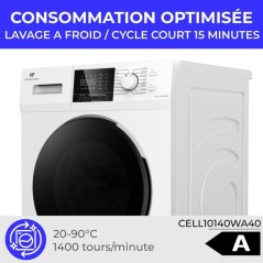 Lave-linge hublot CONTINENTAL EDISON CELL10140WA40 - 10 kg - Induction