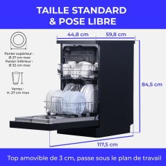 Lave-vaisselle pose libre CONTINENTAL EDISON CELV1044CB - 10 couverts