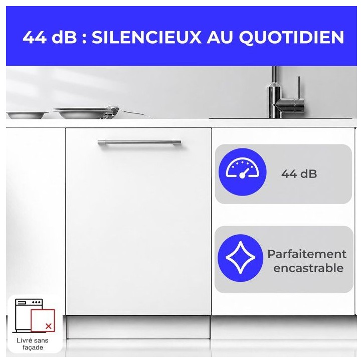 Lave-vaisselle encastrable CONTINENTAL EDISON CELV1244CFI - 12 couverts - Induction - L60 cm - 44 dB - Blanc Lave-vaisselle encastrable CONTINENTAL EDISON CELV1244CFI - 12 couverts - Induction - L60 cm - 44 dB - Blanc