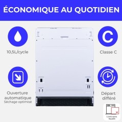 Lave-vaisselle encastrable CONTINENTAL EDISON CELV1244CFI - 12 couvert