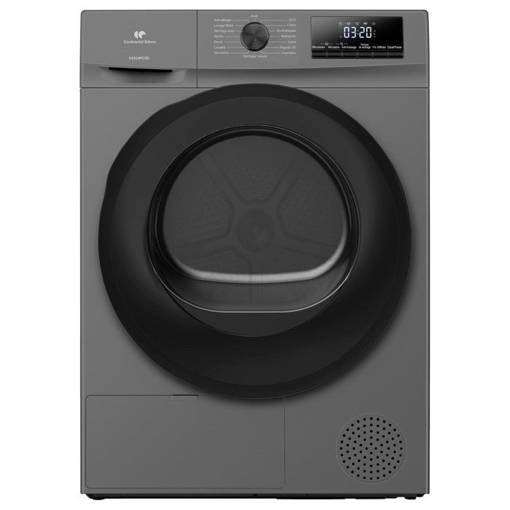 Seche-linge pompe a chaleur CONTINENTAL EDISON CESL8PCSD - 8 kg - L60cm - Classe D - Silver