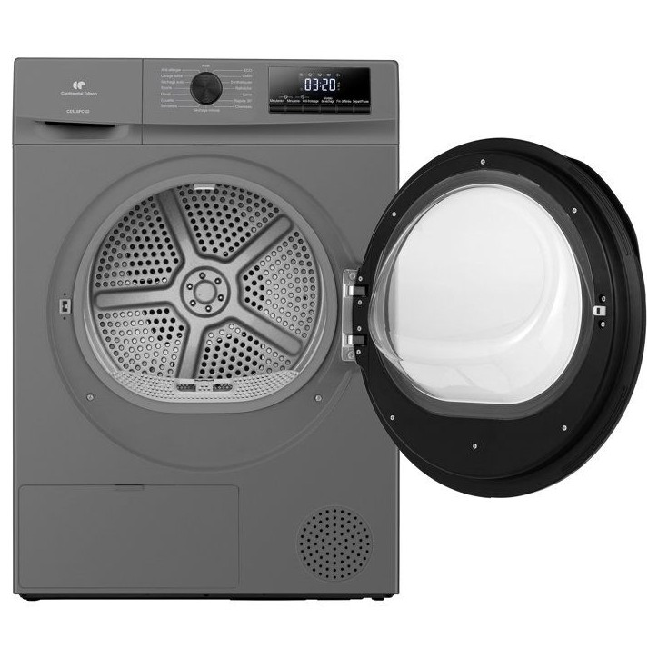 Seche-linge pompe a chaleur CONTINENTAL EDISON CESL8PCSD - 8 kg - L60cm - Classe D - Silver