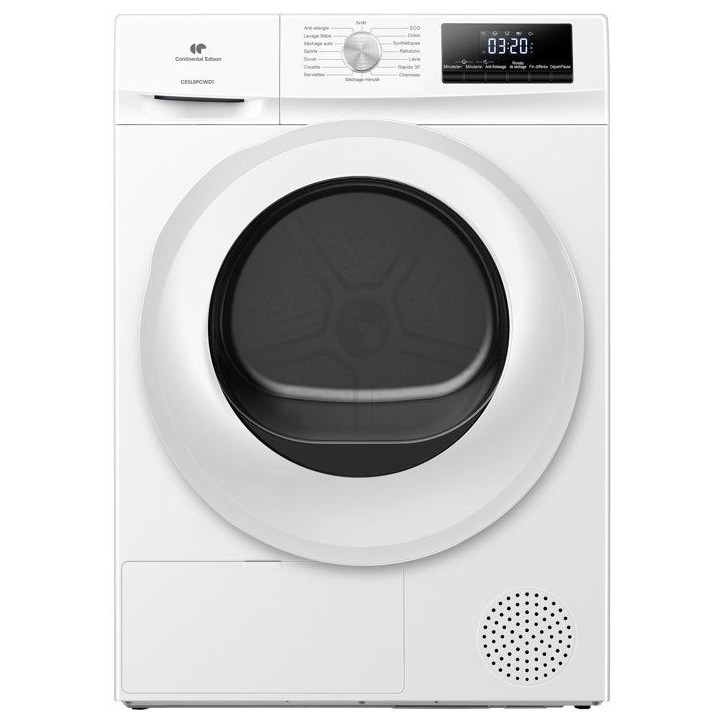 Seche-linge pompe a chaleur CONTINENTAL EDISON CESL8PCWD1 - 8 kg - L60cm - Classe D - Blanc