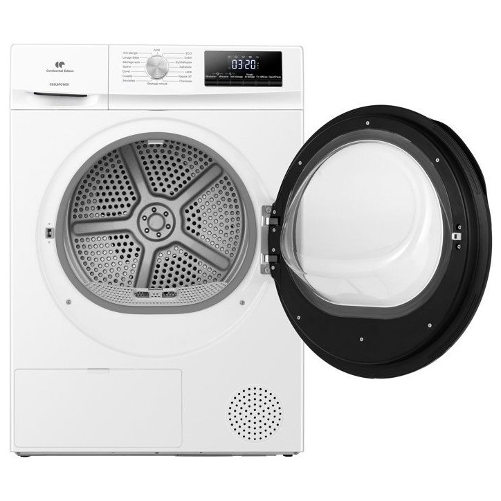 Seche-linge pompe a chaleur CONTINENTAL EDISON CESL8PCWD1 - 8 kg - L60cm - Classe D - Blanc