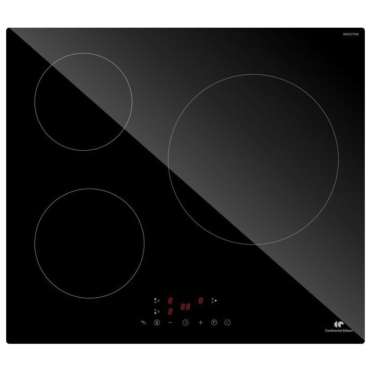 Table induction CONTINENTAL EDISON - CETI3B282 - 3 zones, 6680W - 3 boosters - 3 minuteurs - noir