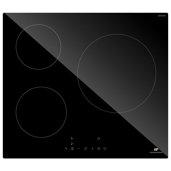 Table induction CONTINENTAL EDISON - CETI3B282 - 3 zones, 6680W - 3 boosters - 3 minuteurs - noir