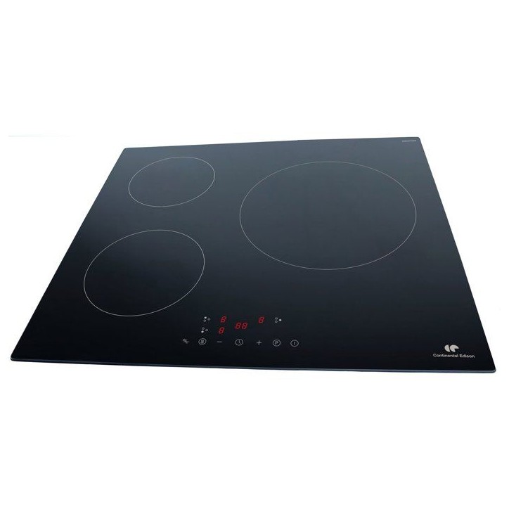 Table induction CONTINENTAL EDISON - CETI3B282 - 3 zones, 6680W - 3 boosters - 3 minuteurs - noir